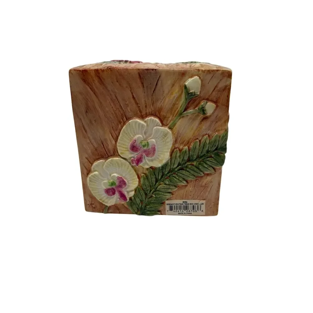 Vtg Fitz and Floyd Serengeti Collection Lion Ceramic Tissue Box Holder Rare